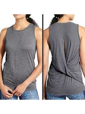 Athleta Siro Twist Back Tank Top Heathered Gray Women’s Sleeveless Size Small